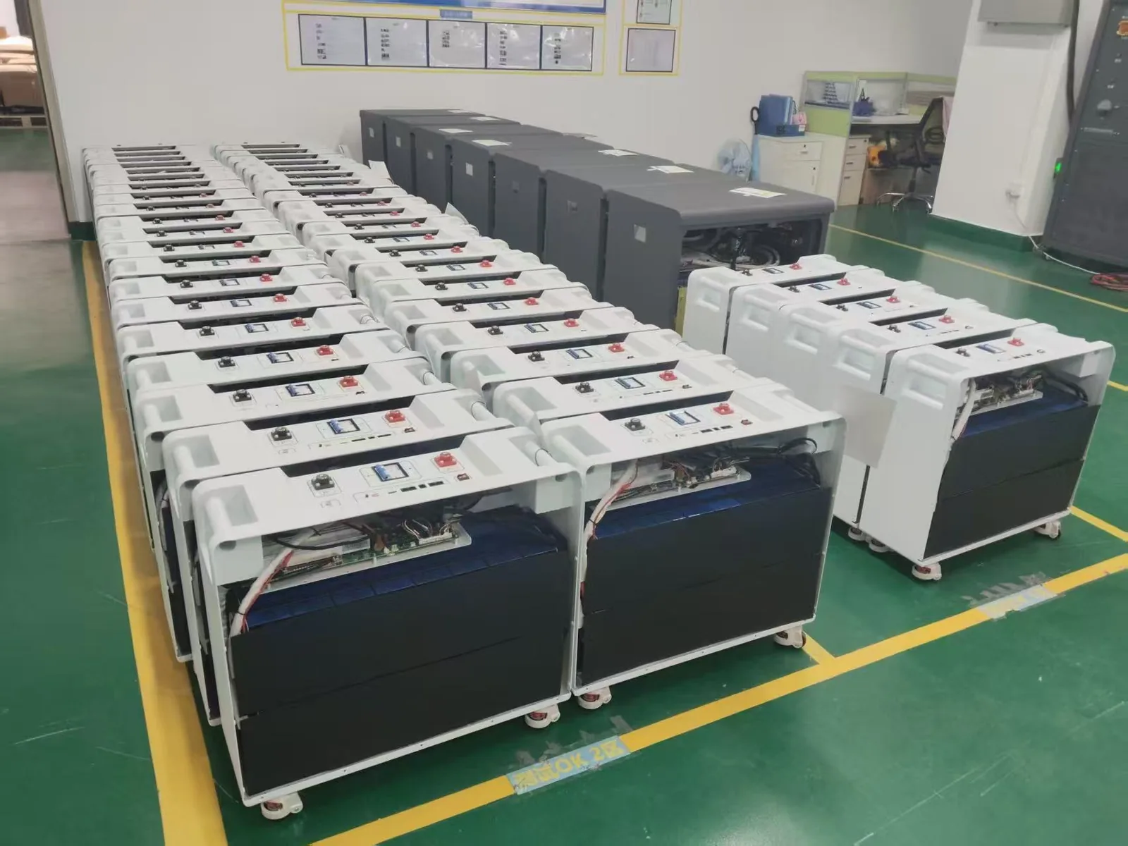Battery assembly in workshop